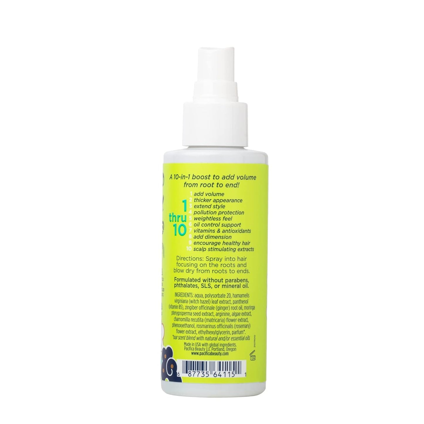 Pacifica Beauty Ginger Root 10 In 1 Hair Volumizer Spray - Root Booster, Lightweight Formula, For All Hair Types, With Vitamins + Antioxidants, Sulfate & Silicone Free, Vegan