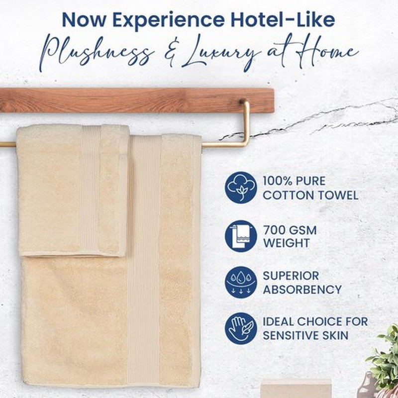 Casa Lino Set of 6 Luxury Linen Bath Towels Extra Large | 100% Soft Cotton 700 GSM Thick Absorbent Quick Dry Hotel Bathroom Towel for Home | 2 Bath Towels (27x54) | 4 Hand Towels (16x28) | Linen