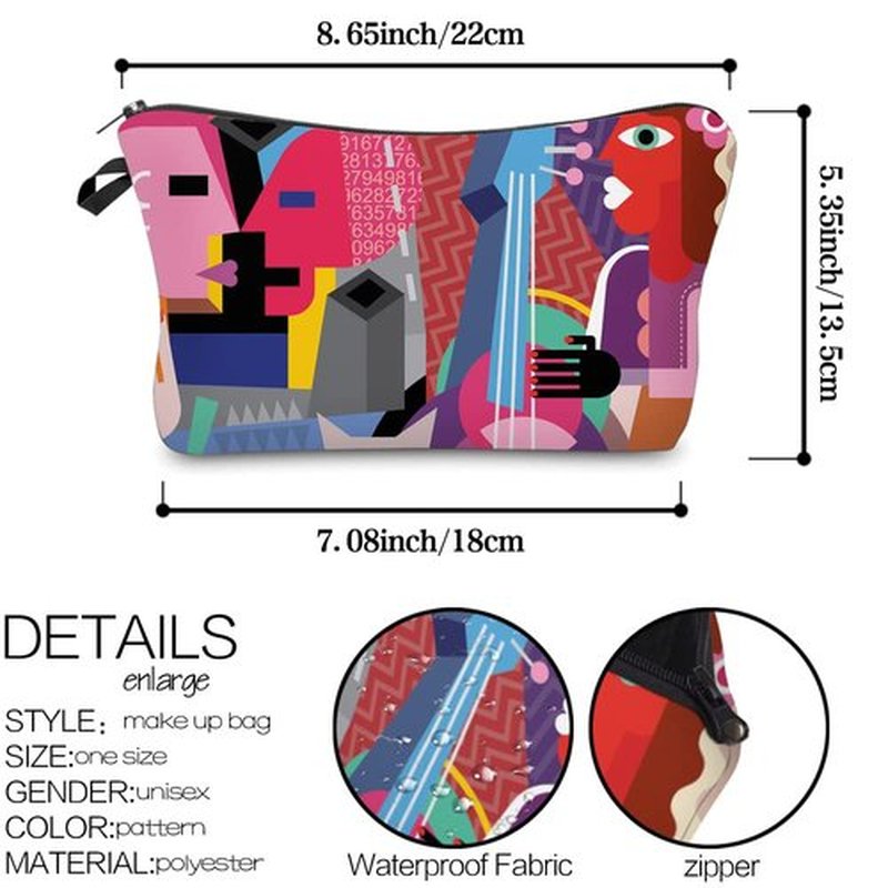 LOOMILOO Small Toiletry Bags for Women, Adorable Roomy Makeup Pouch Travel Water Resistant Cosmetic Purse Accessories Organizer Gift(Modern Abstract 55542)