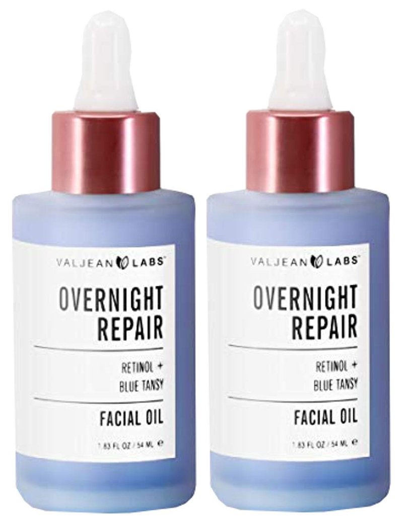 Valjean Labs Overnight Repair Facial Oil | Retinol and Blue Tansy | Helps to Even Skintone, Calm and Soothe Redness (1.83 oz, 2 Pack)