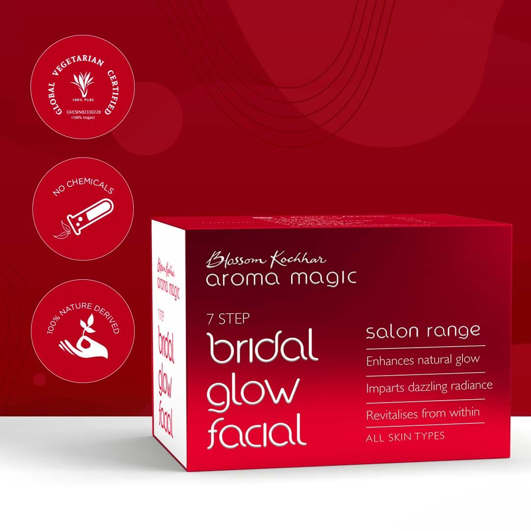 Aroma Magic Bridal Glow Facial Kit | 7-Step Facial for Radiance & Glowing Skin | Revitalizes Dull Skin & Deeply Nourishes | Salon-Quality Bridal Skincare at Home | Suitable for All Skin Types