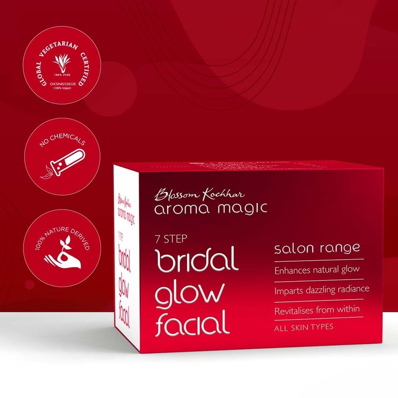 Aroma Magic Bridal Glow Facial Kit | 7-Step Facial for Radiance & Glowing Skin | Revitalizes Dull Skin & Deeply Nourishes | Salon-Quality Bridal Skincare at Home | Suitable for All Skin Types
