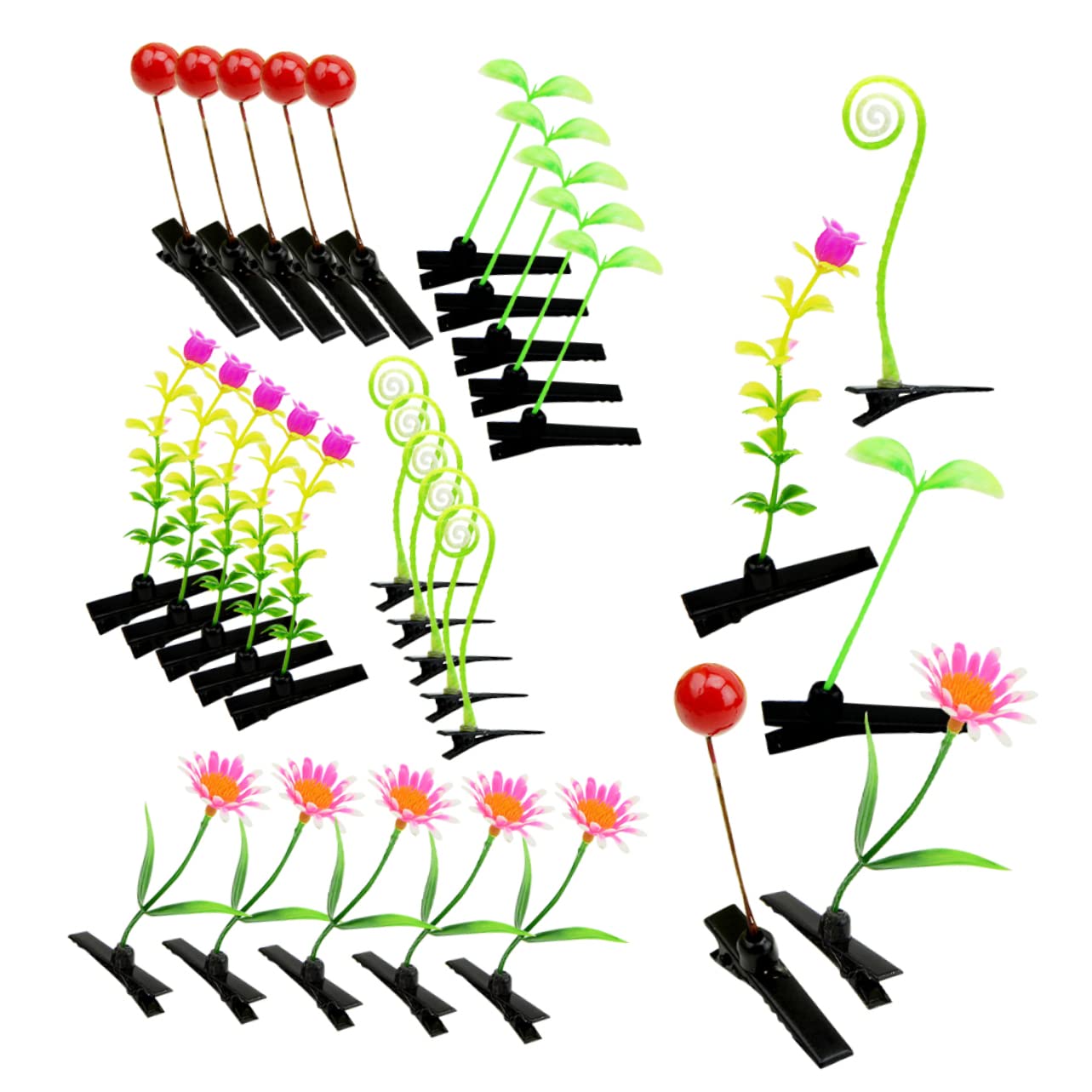 150 Pcs Simulation Plant Hair Clip Sprout Hair Clip Mini Plant Hair Clips Green Plant Hair Clip Plant Hair Barrettes Grass Hair Clip Plant Barrettes Flower Clips for Hair