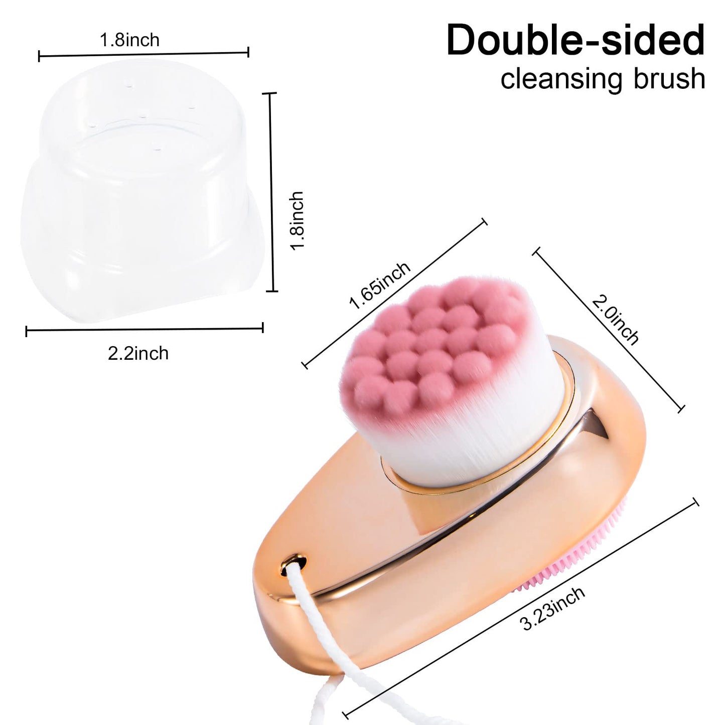 2 PCS Facial Cleansing Brush 2 in 1 for Face Exfoliation, Dual Sided Silicone Face Scrubber Soft Microfiber Face Scrub Brush for Pore Deep Cleansing & Skincare with Lid (Random Gold/Black Gold