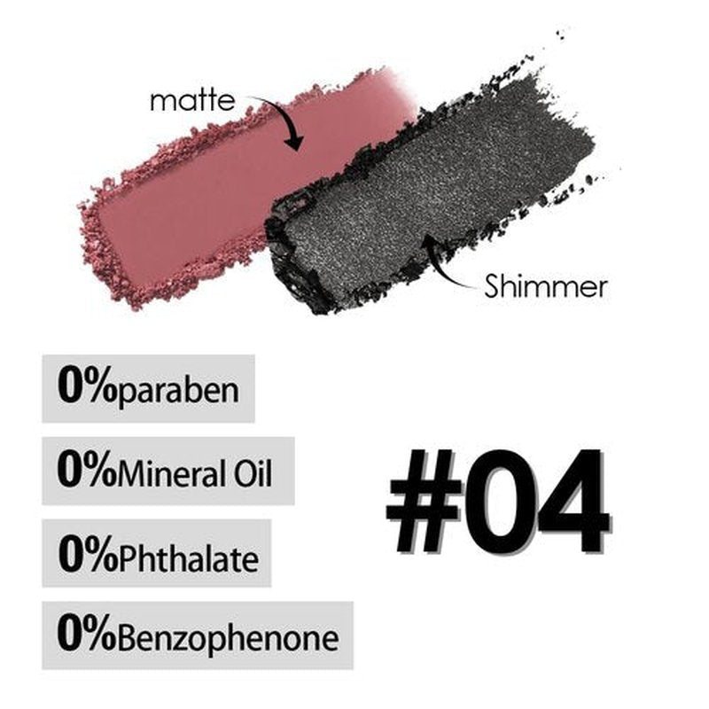 HHLTOH Two Color Matte Shimmer Eyeshadow, Wine Red Black Double Pigment Eye Shadow Powder,Long-Lasting Waterproof Makeup Palette,Blendable,Easy-To-Apply and Compact for Travel, 0.14 Oz 04#