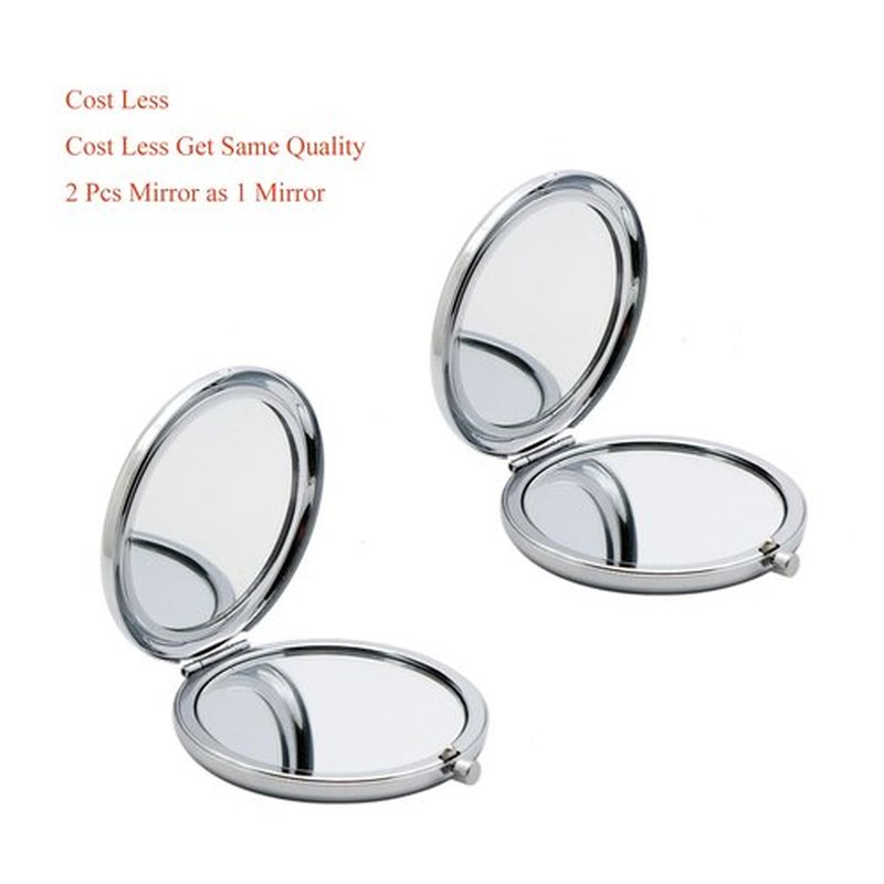 oaiqiy Oaiqiy Compact Mirror, Handheld 2.75 Inch Travel Makeup Mirror, 1X/2X Magnifying Round Pocket Makeup Mirror(Silvery, Silvery Pack