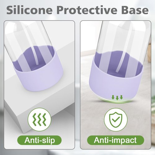 Rionisor Glass Spray Bottles with Silicone Sleeve Protection, Empty 16 oz Refillable Containers, Reusable Spray Bottles with Adjustable Nozzle for Hair, Cleaning Solutions, 1 Pack Purple