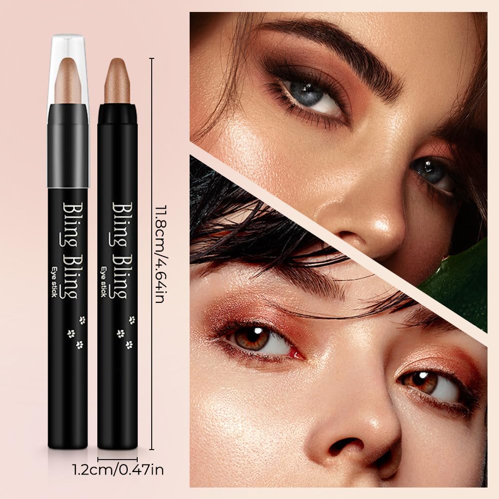 Eyeshadow Stick Set, 2025 New 16 Color Highlighter Eyeshadow Pencil Waterproof Glitter Eye Shadow Eyeliner Pen, Cream Eyeshadow Long Lasting Waterproof High Pigmented Eye Shadow (#13 Dark Blue)