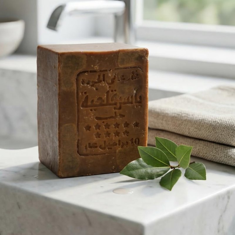 Aleppo Soap Bar, 7 oz | 50% Laurel Oil & 50% Olive Oil Natural Handmade Soap | Traditional Balanced Castile for Daily Skin Care | 200 g