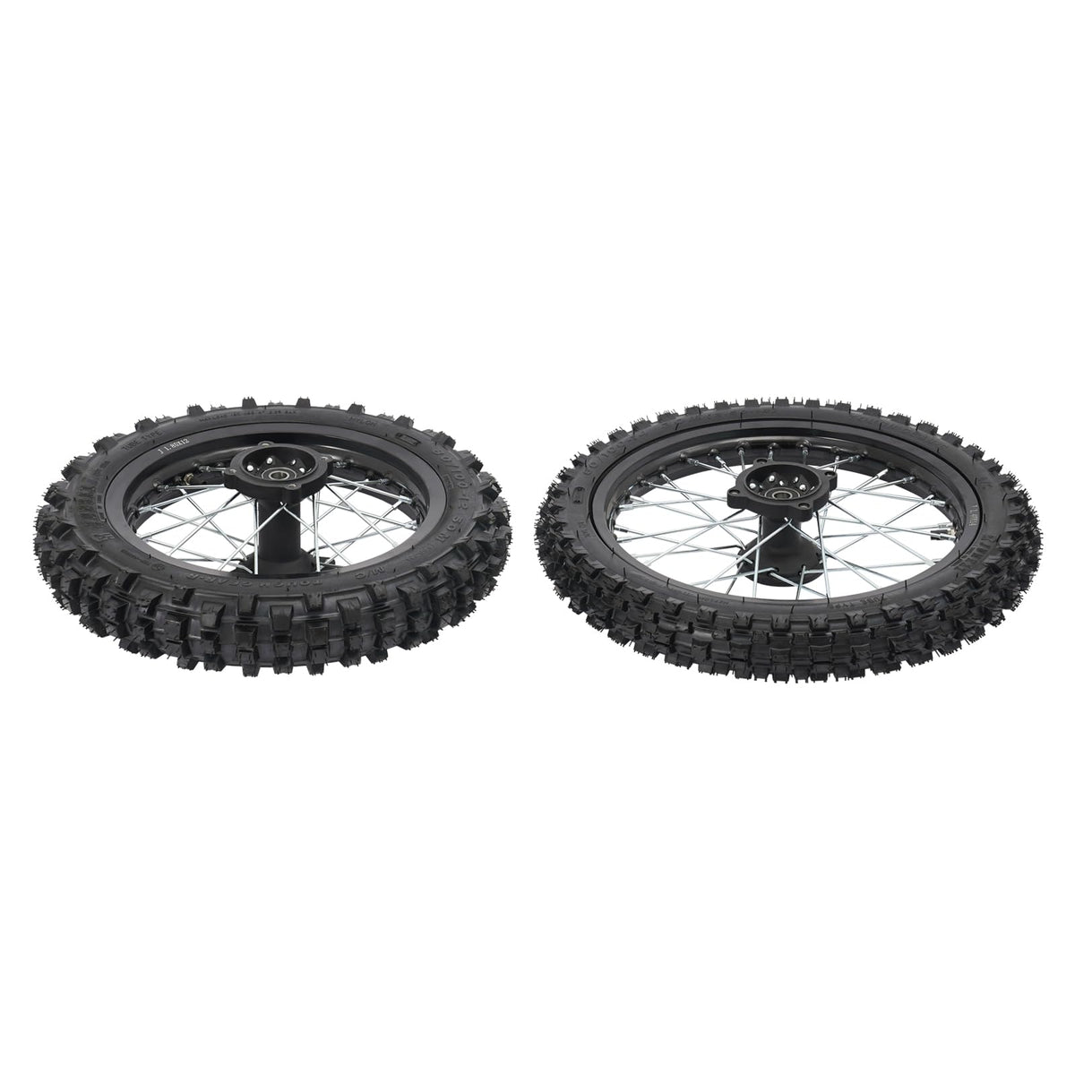INPAITOO 14" / 12" Wheels Kit, 60/100-14 and 80/100-12 Wheel Tire and Rim Kit, Disc Brake Wheel Tires Rim With 15mm Bearing for Off Road Dirt Pit Bike