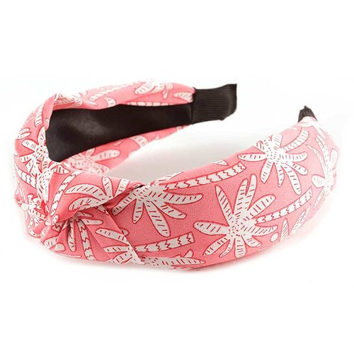Rosemarie & Jubalee Women's Chic Knotted Summer Fashion Hair Headbands (Pink Palm Tree)