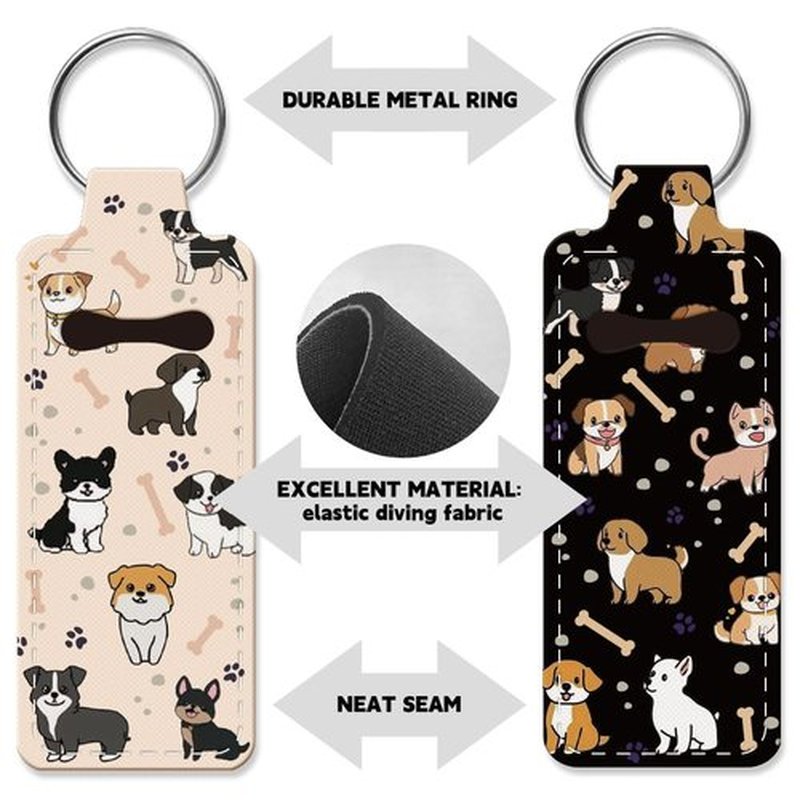 OLYCRAFT 2pcs Lipstick Holder Keychain Puppy Lip Balm Holders Elastic Diving Fabric Lipstick Keychains Portable Lipstick Holder Bags Lipstick Sleeve Key Ring Holder for Lipstick Chapstick
