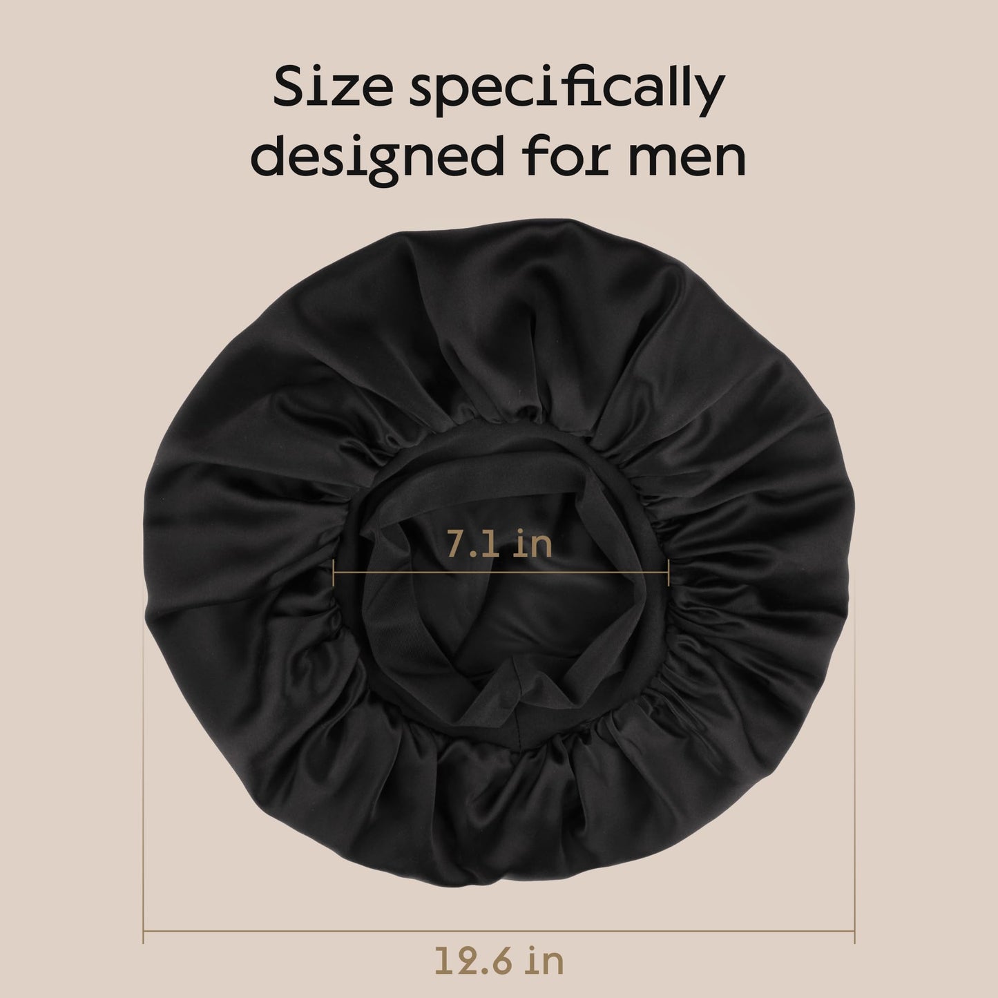 Niagara Satin Bonnet for Men - Reversible Night Cap - Bonnet for Sleeping Men - Mens Bonnet for Curly Hair - Large Bonnet with Double Layer (Black)