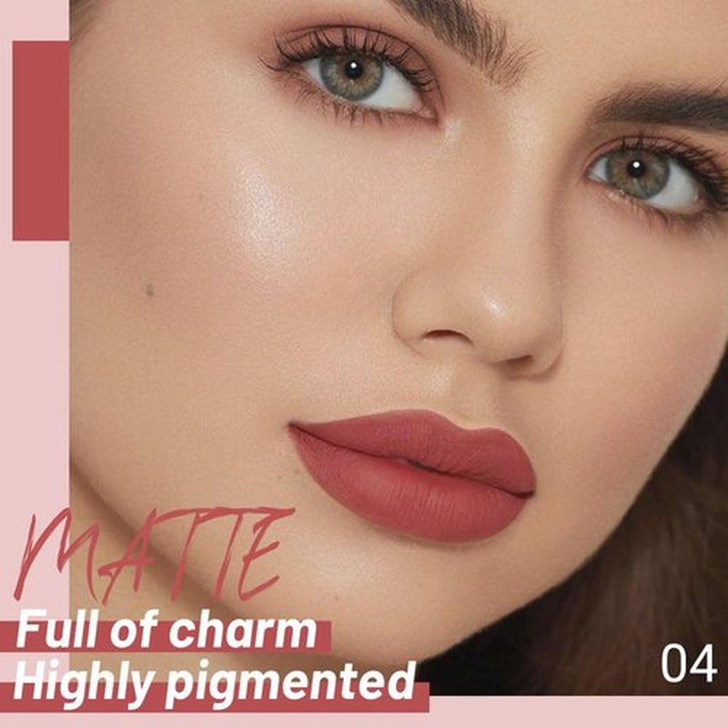 JUAAZIN Pale Carmine Matte Liquid Lipstick, With Highly Pigmented and Rich Colors Lip Gloss, Long-Lasting Wear Non-Stick Cup Not Fade Waterproof Lipstick Makeup for Women(Pale Carmine 04#)