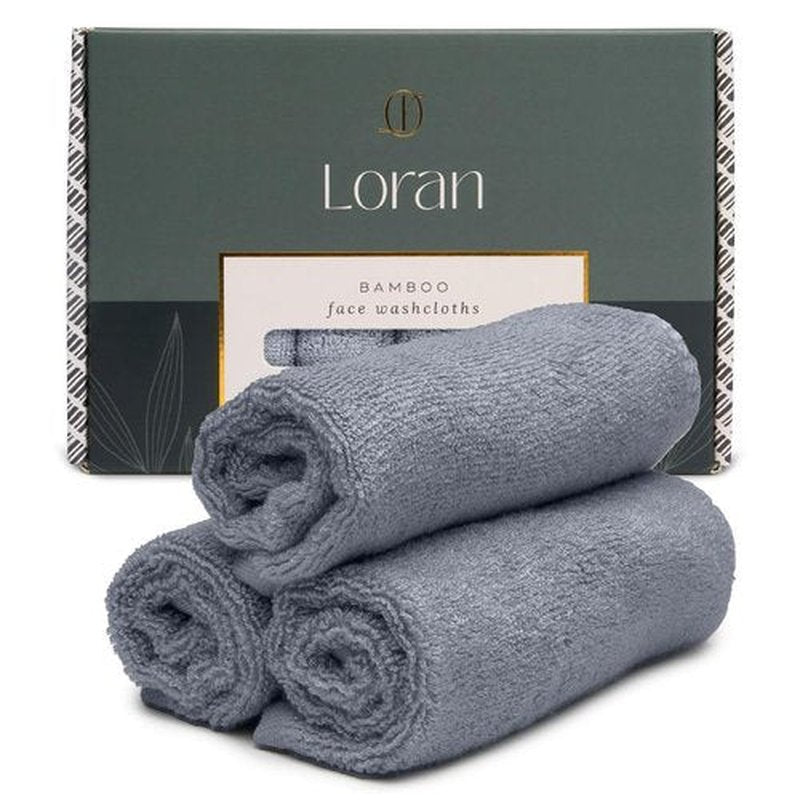Silver Grey Washcloths Set of 6 Soft Facial Cloths 10” x 10” (2-Pack) 100% Viscose Derived from Bamboo Spa-Like Feel Silky Face Cloth for Skin Cleansing