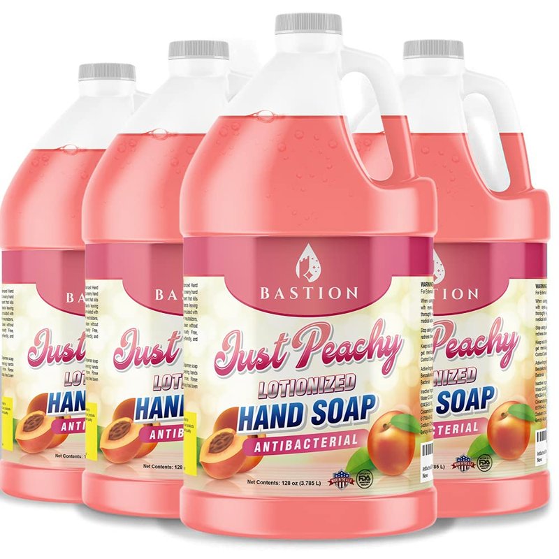 Bastion Hand Soap Antimicrobial Just Peachy Luxurious Lotionized Hand Wash Refill Jug. Made in The USAโฆ (Just Peachy, 4 Gallons (512 oz.))