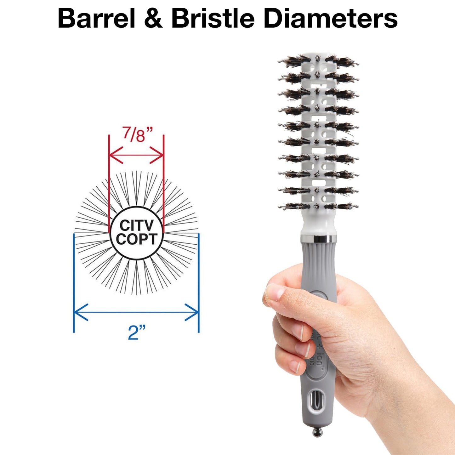 Olivia Garden Ceramic + Ion Turbo Vent Combo Hair Brush (ionic & 100% boar bristles)