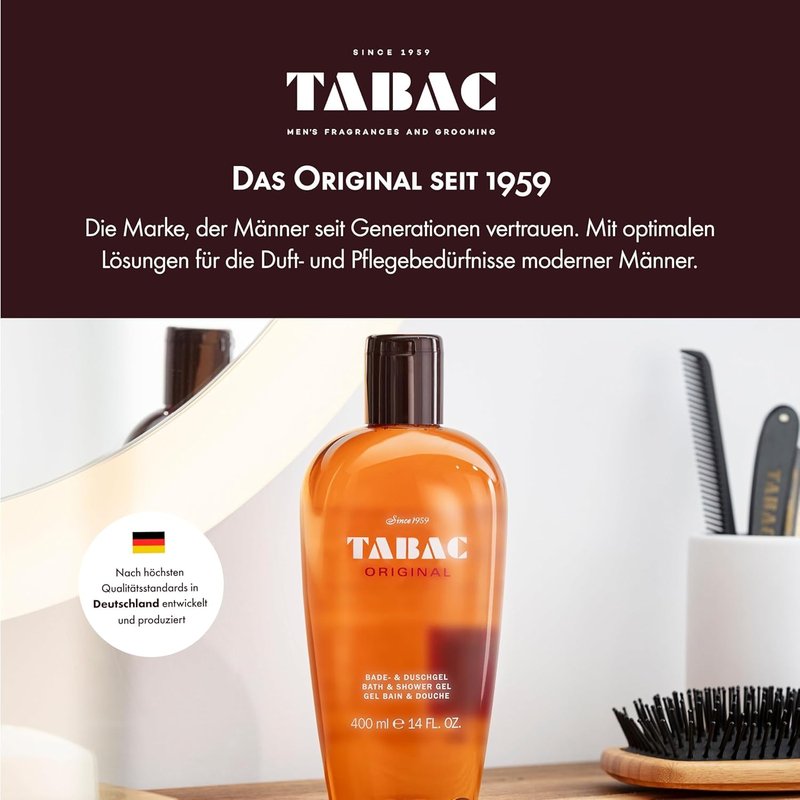 Tabac Original Bath and Shower Gel for Men by Maurer & Wirtz, 16 Ounce
