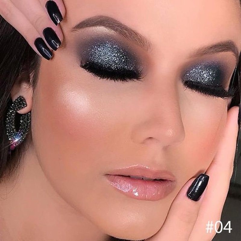 HHLTOH Eyeshadow Single Shimmer, High-Pigment Monochrome Eye Shadow Pressed Powder, Everyday Velvety Silky Eye Makeup Looks, Professional Long-Lasting Waterproof Single Eyeshadow Palette, 04# Black