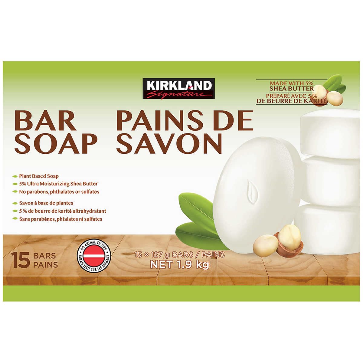 KIRKLAND Signature Bar Soap with Shea Butter, 4.5 Ounce (15 Count)