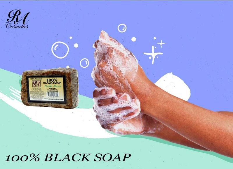 RA Cosmetics 100% Black Soap, Lemon Grass, 5 oz