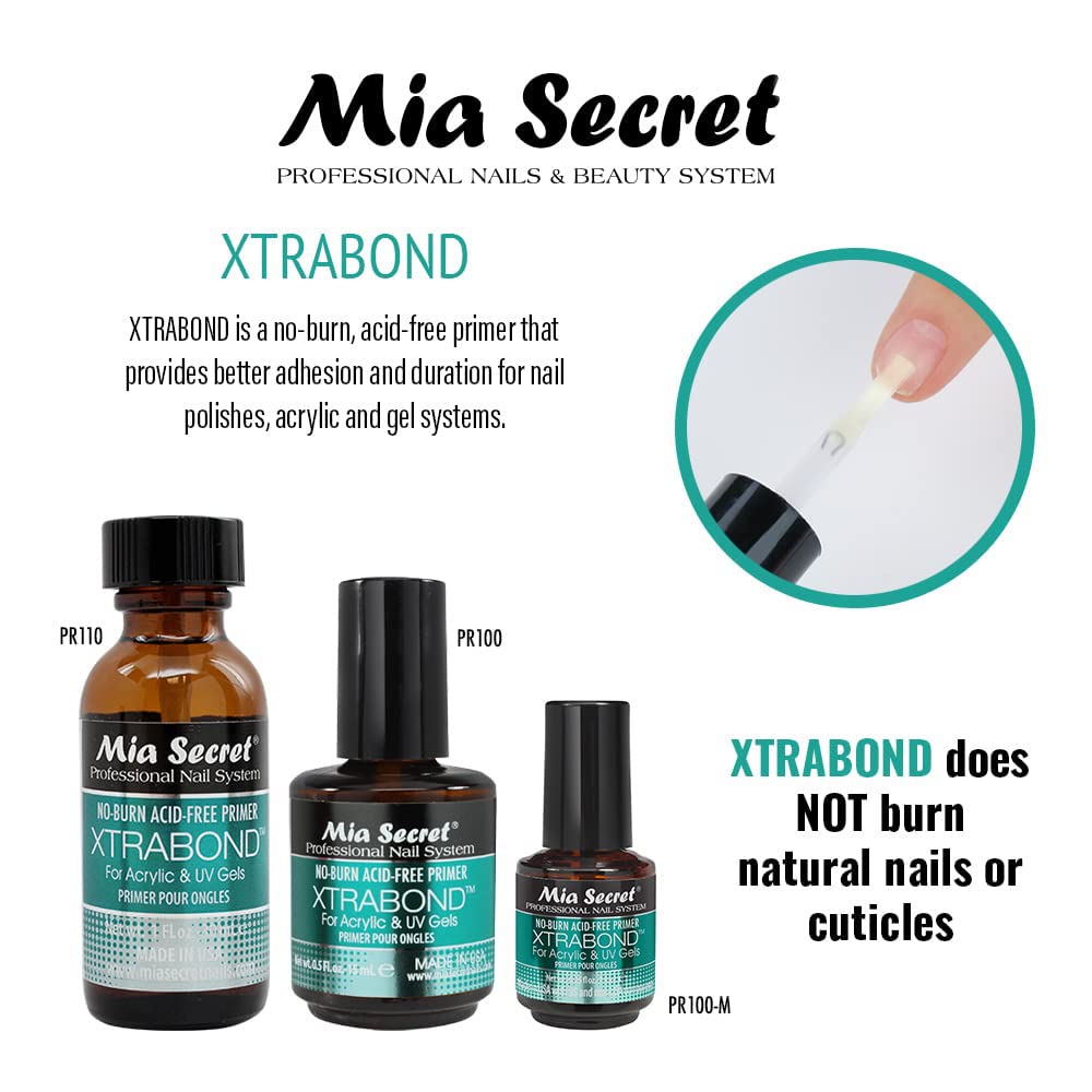 Mia Secret 3PCS No Burn Acid Free Primer Xtra Bond Acrylic Uv Gel 0.5 Fl Oz…