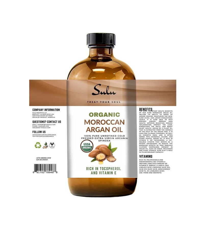 100% Pure Organic Cold Pressed Unrefined Virgin Moroccan Organ Oil (4 oz)
