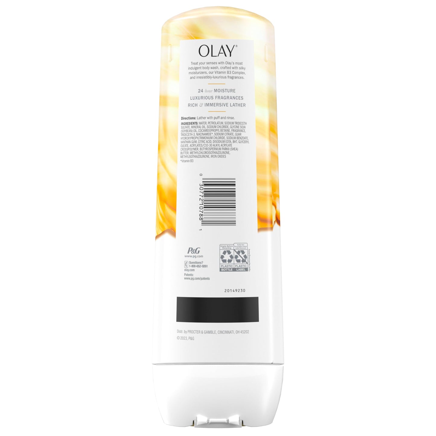 Olay Body Wash for Women, Indulgent Moisture, 24hr Moisturizing & Nourishing Formula, Infused with Vitamin B3 Complex, Luxurious Fragrances, Mango Butter & Vanilla Orchid Scent, 20 fl oz