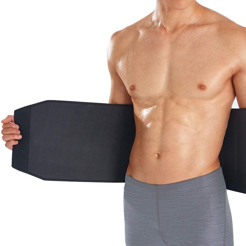 Bracoo Waist Trimmer Wrap,Sweat Sauna Slim Belly Belt for Men & Women-Abdominal Waist Trainer,Increased Core Stability, SE22 Black