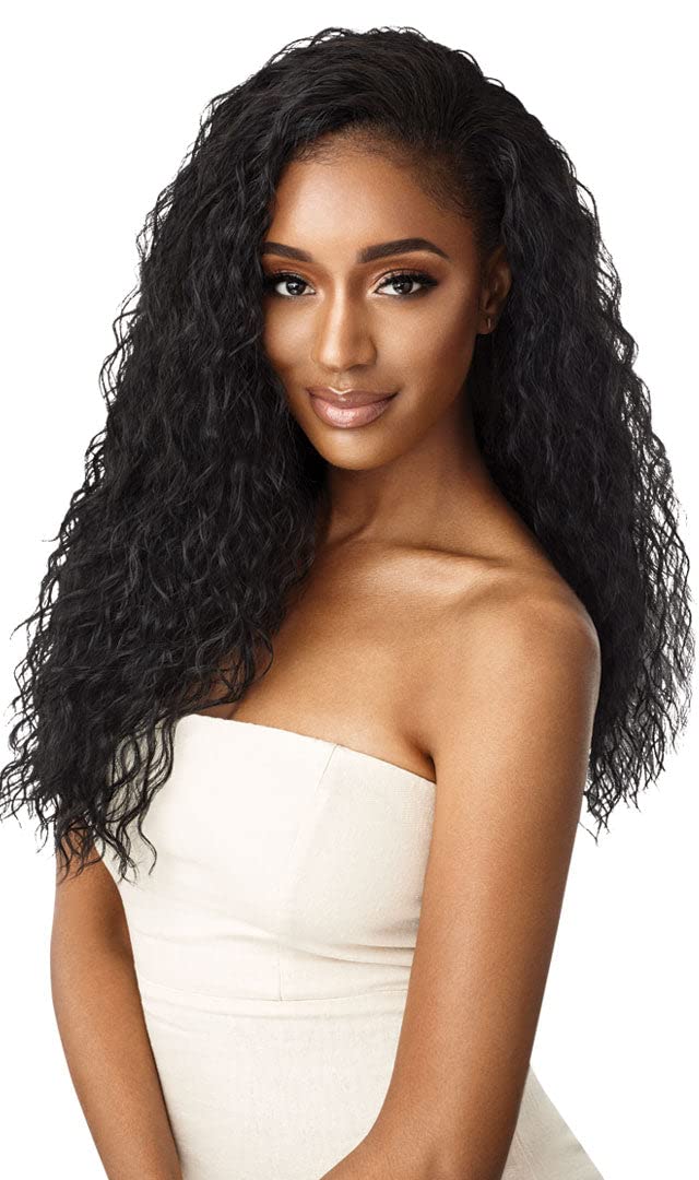 Outre Quick Weave Wet & Wavy Style Synthetic Half Wig BEACH CURL 24" (1B)