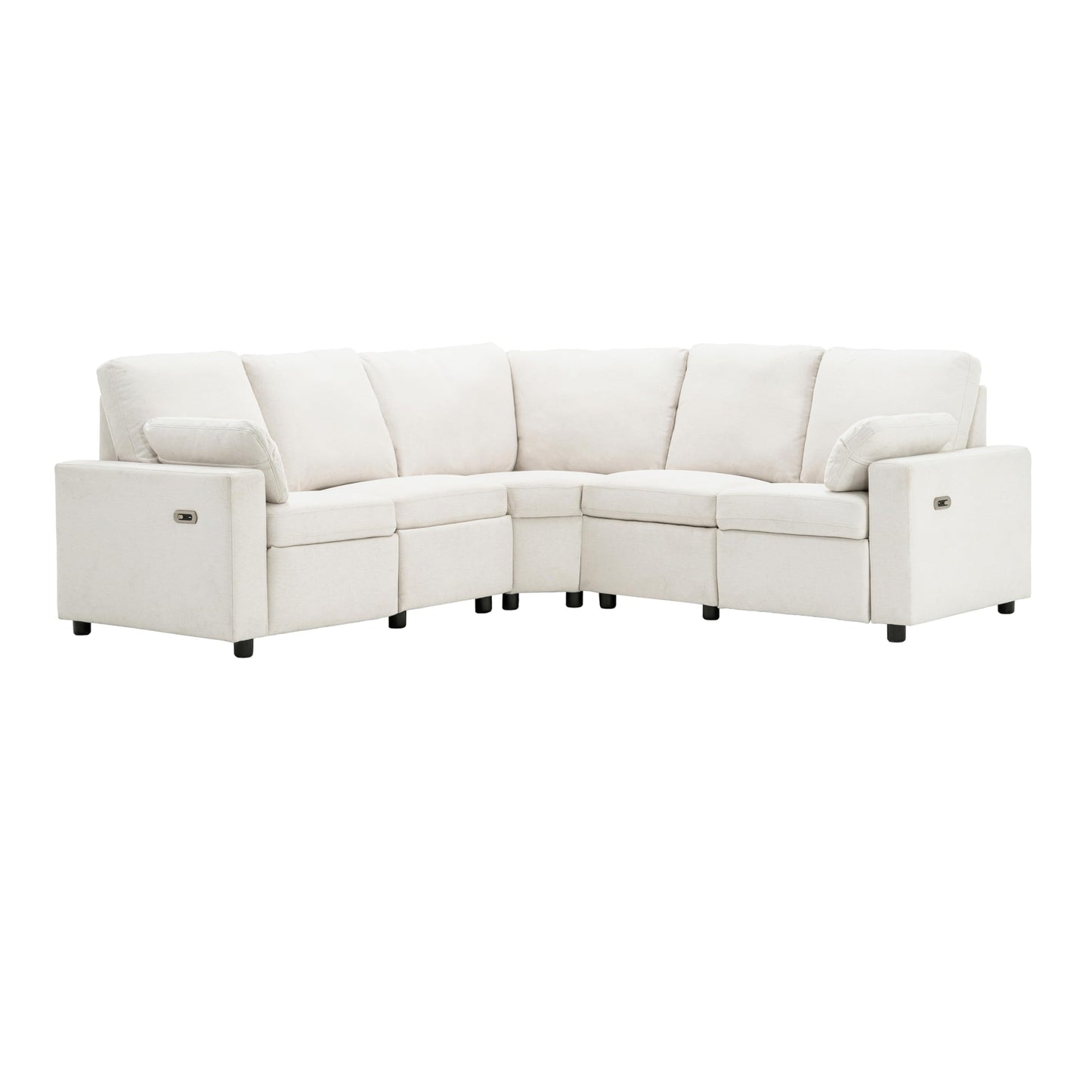 89" Power Recliner Sectional Sofa Home Theater Reclining Sofa with Two USB Ports, Two Storage Drawers for Living Room, Beige