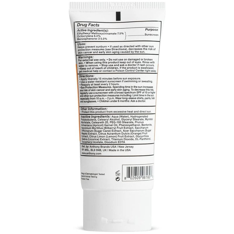 Anthony Day Cream SPF 30, 3 Fl Oz, Contains Squalane, Glycerin, Soy and Vitamin E, Hydrates, Nourishes, and Sunscreen Provides Broad Spectrum Protection To Skin (Pack Of 3)