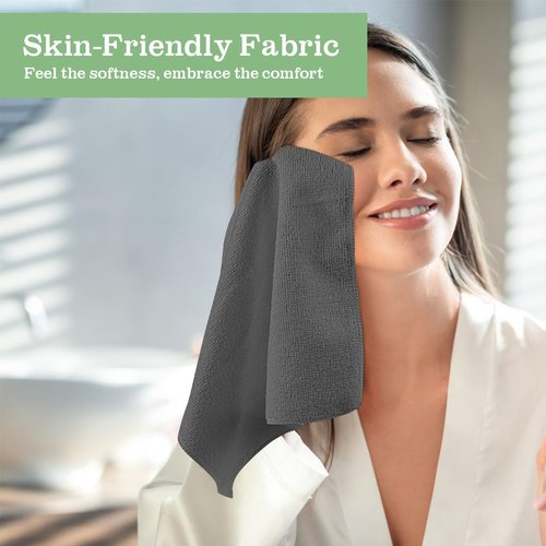 UNIMADE Washcloths Bulk - 100 Pack - Face Towels (12" x 12"), Multi-Purpose Microfiber Cleansing Cloths for Face or Body, Highly Absorbent Wash Cloths and Hand Towels with Premium Quality - Grey