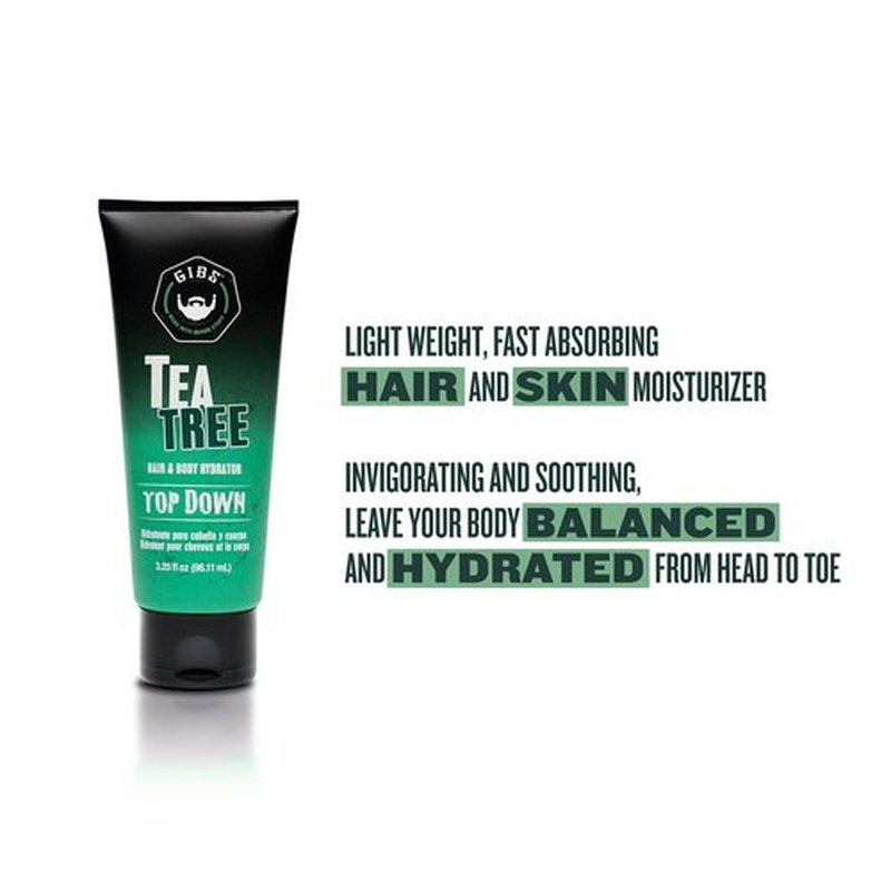 GIBS Top Down Hair and Body Hydrator, Tea Tree Moisturizer for Hair and Skin, 3.25 oz