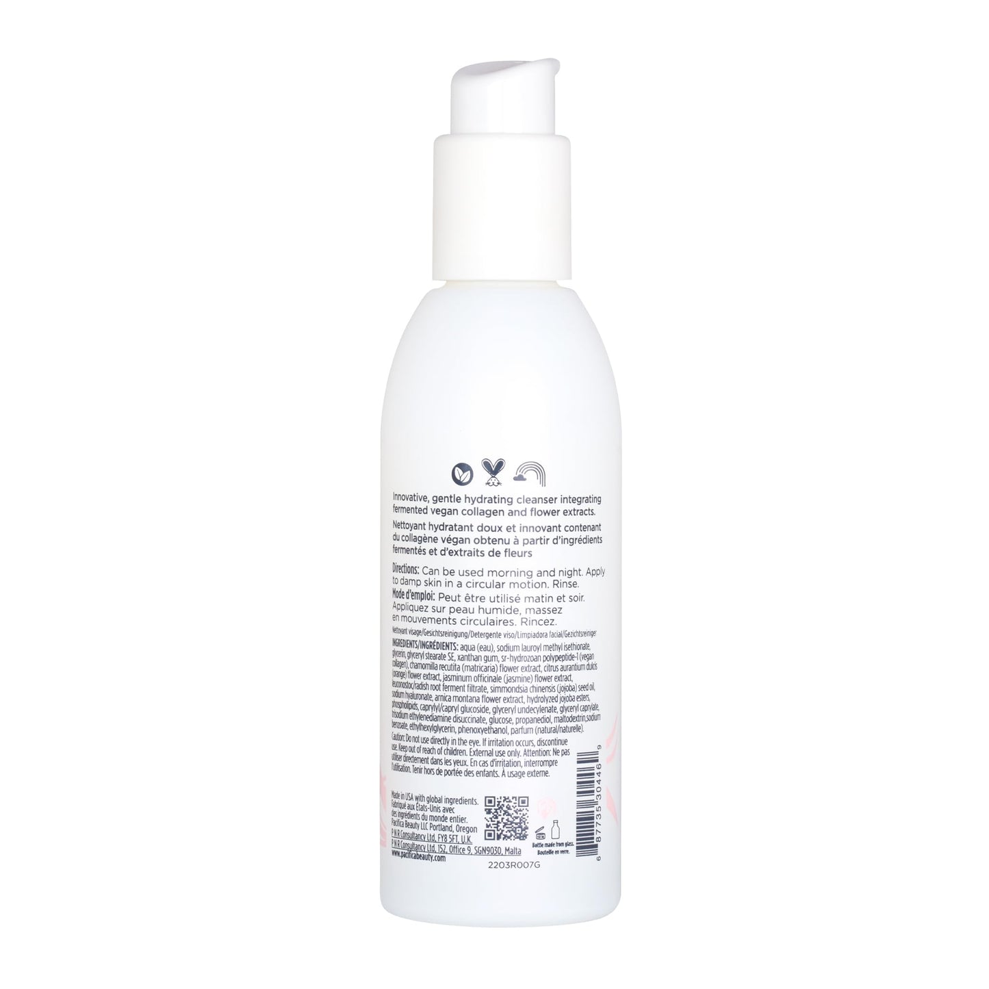 Pacifica Vegan Collagen Cream Gel Facial Cleanser - Daily Foaming Face Wash & Makeup Remover, Hydrating Anti-Aging Face Wash for Dry & Sensitive Skin, 4.7oz
