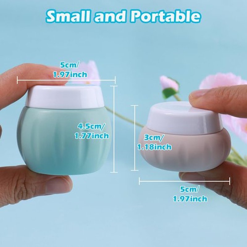 Travel Containers for Toiletries, GLAMFIELDS TSA Approved 2Pcs 1.7oz+3Pcs 1oz Travel Size Silicone Jars BPA Free, Leak-proof Travel Essentials with Lid for Cosmetic Face Hand Body Cream Green(5Pack)