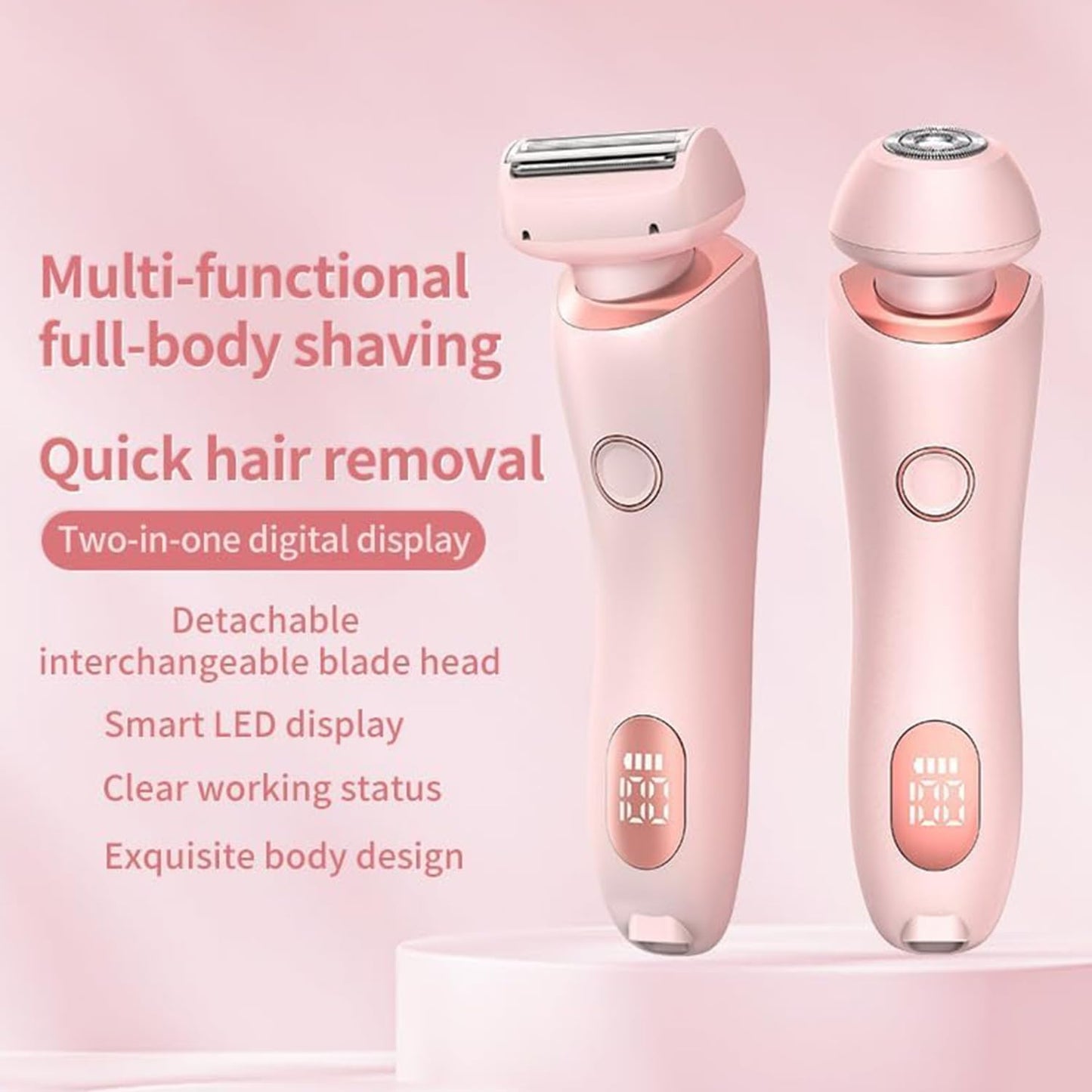 ENVGSOMP Silkglide Pro - 2024 Best Silk Glide Razor, Silk Glide Epilator Painless Hair Removal at Home, 2 in 1 Electric Shaver Razors for Women, Wet & Dry (Pink)