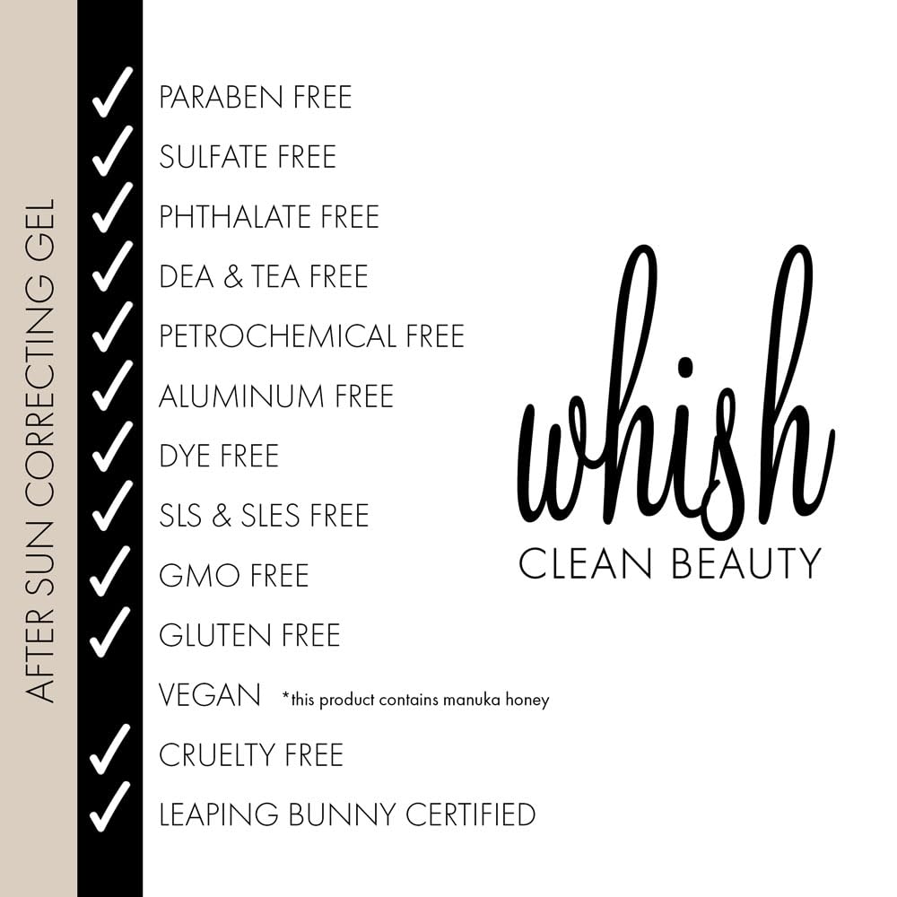 Whish Coconut Milk + Verbena After Sun Soothing Gel - Soothes Sun Exposed Skin, Reduces the Appearance of UV Damage, Moisturizes & Corrects with Aloe & Manuka Honey, 5 fl oz