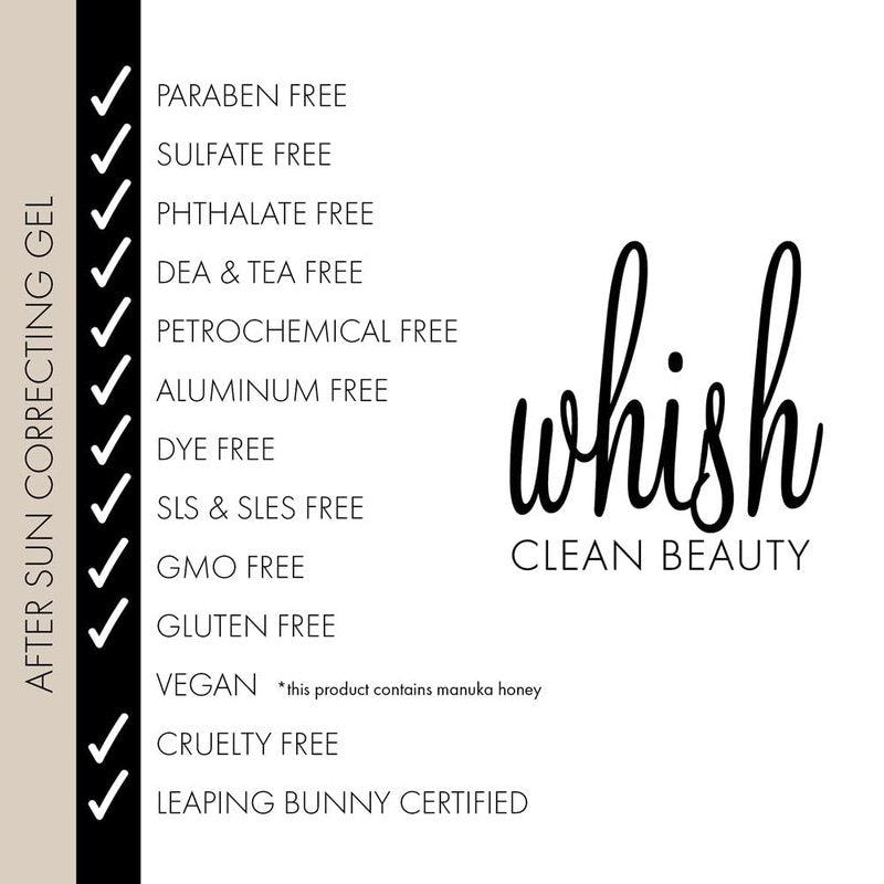 Whish Coconut Milk + Verbena After Sun Soothing Gel - Soothes Sun Exposed Skin, Reduces the Appearance of UV Damage, Moisturizes & Corrects with Aloe & Manuka Honey, 5 fl oz