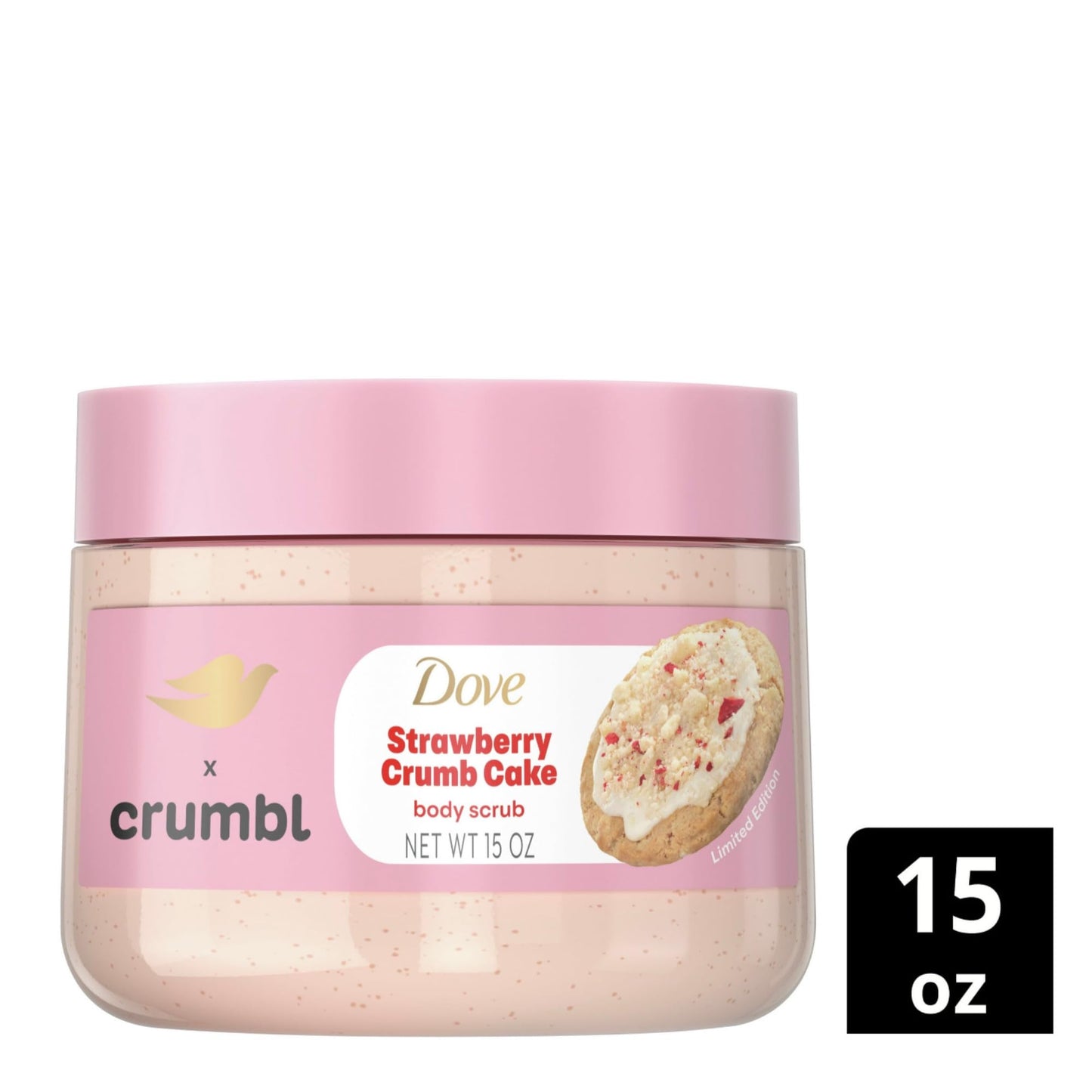 Dove Moisturizing Strawberry Crumb Cake Body Wash & Scrub Combo, 20oz Wash + 15oz Scrub, Limited Edition, Paraben & Sulfate Free, For Body, Improves Skin Texture, Moisturizes