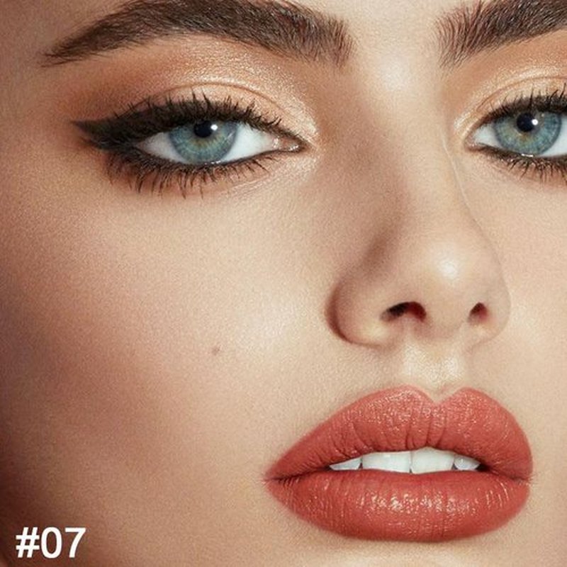 2 in 1 Rose Gold Matte Lip Liner & Lipstick Combination, DNM Metallic Dual Ended Lipstick, Lip Liner, Lip Gloss, 24 Hour all Day Long-Lasting Waterproof Lipliners Pencil for Women Lip Makeup Gift 07#