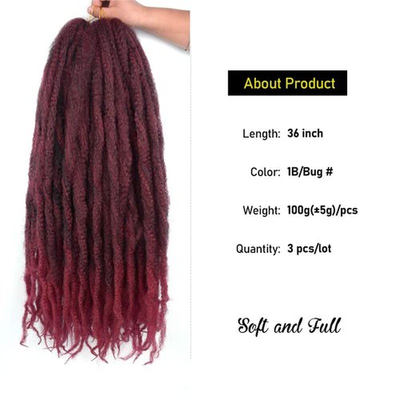 KGBFASS 36inch Marley Hair Ombre Burgundy Super Long Kinky Curly Marley Twist Braiding Crochet Hair Synthetic Afro Marley Braids Faux Locs Cuabn Twists Hair Extensions 3Pcs