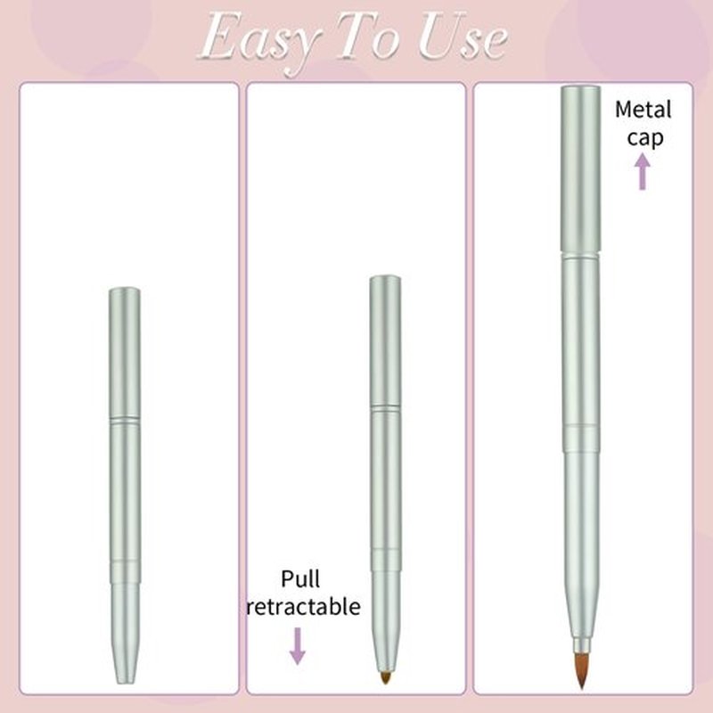 2 Pack Lip Brush for Lipstick Retractable with Cap, Double-Ended Lip Makeup Brushes Retractable Lip Gloss Lipstick Brush Applicator Travel Gold Green