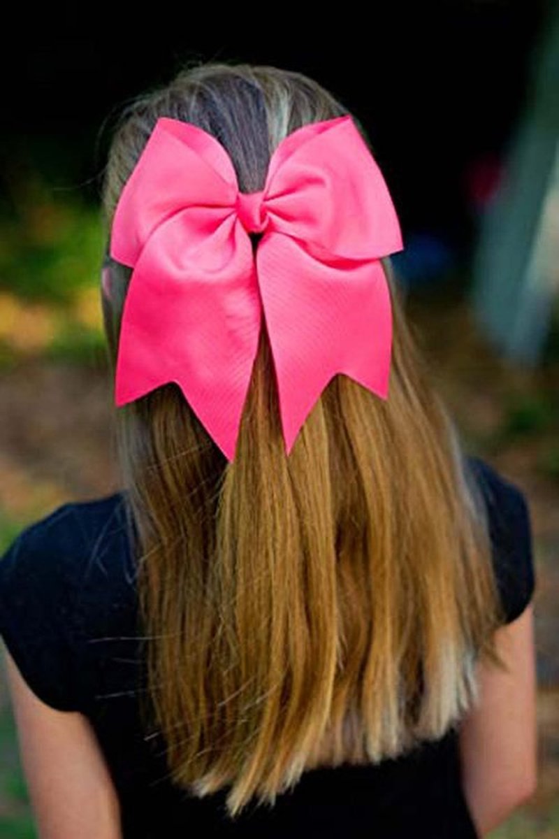 CEELGON Large Cheer Bows Ponytail Holder Girls Elastic Hair Ties 8" 20PCS Pink Hair Accessories for Teens Women Girls Softball Competition Sports Cheerleaders