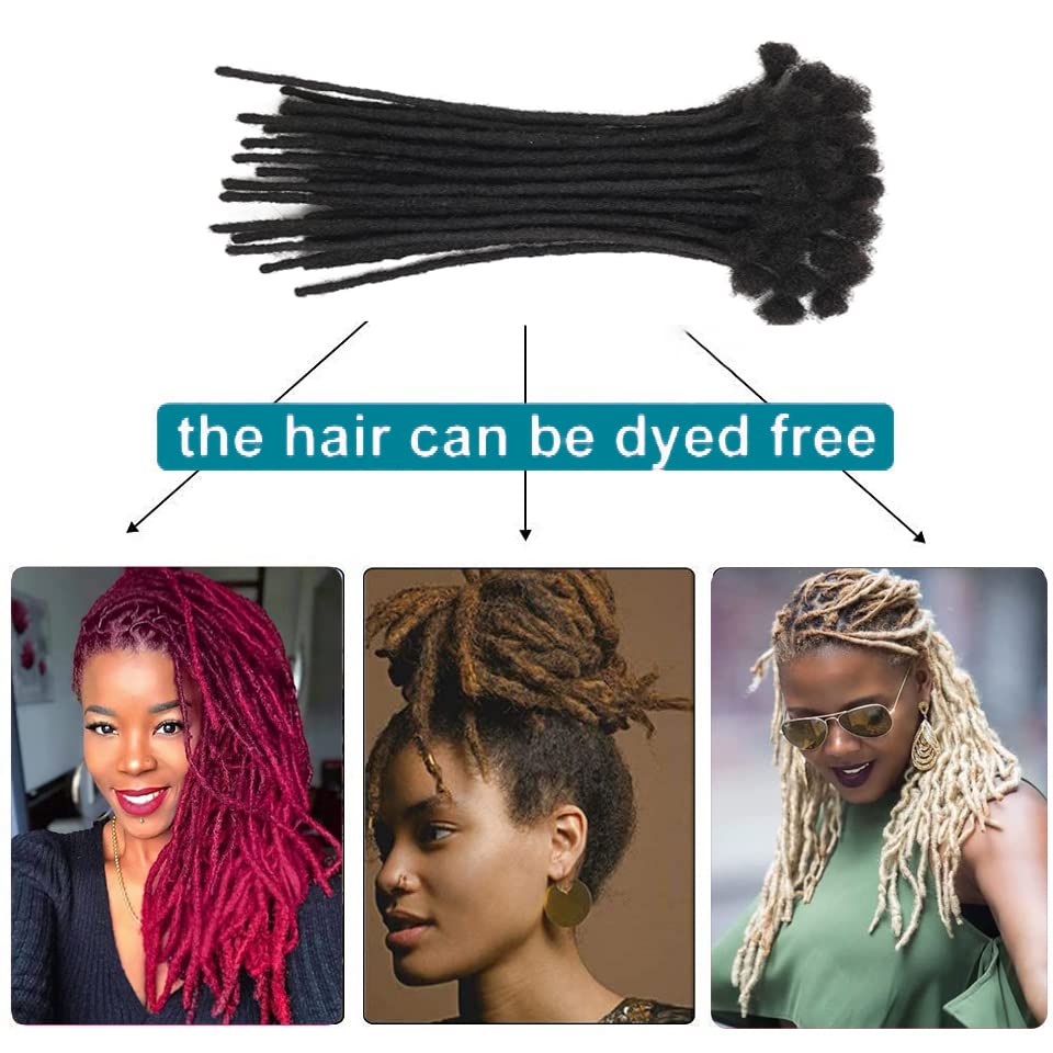 0.6cm 14inch 10 Stands 100% Real Human Hair Dreadlock Extensions For Men/Women Full Head Handmade Permanent Loc Extensions Bundles Can Be Dyed Bleached Curled and Needles