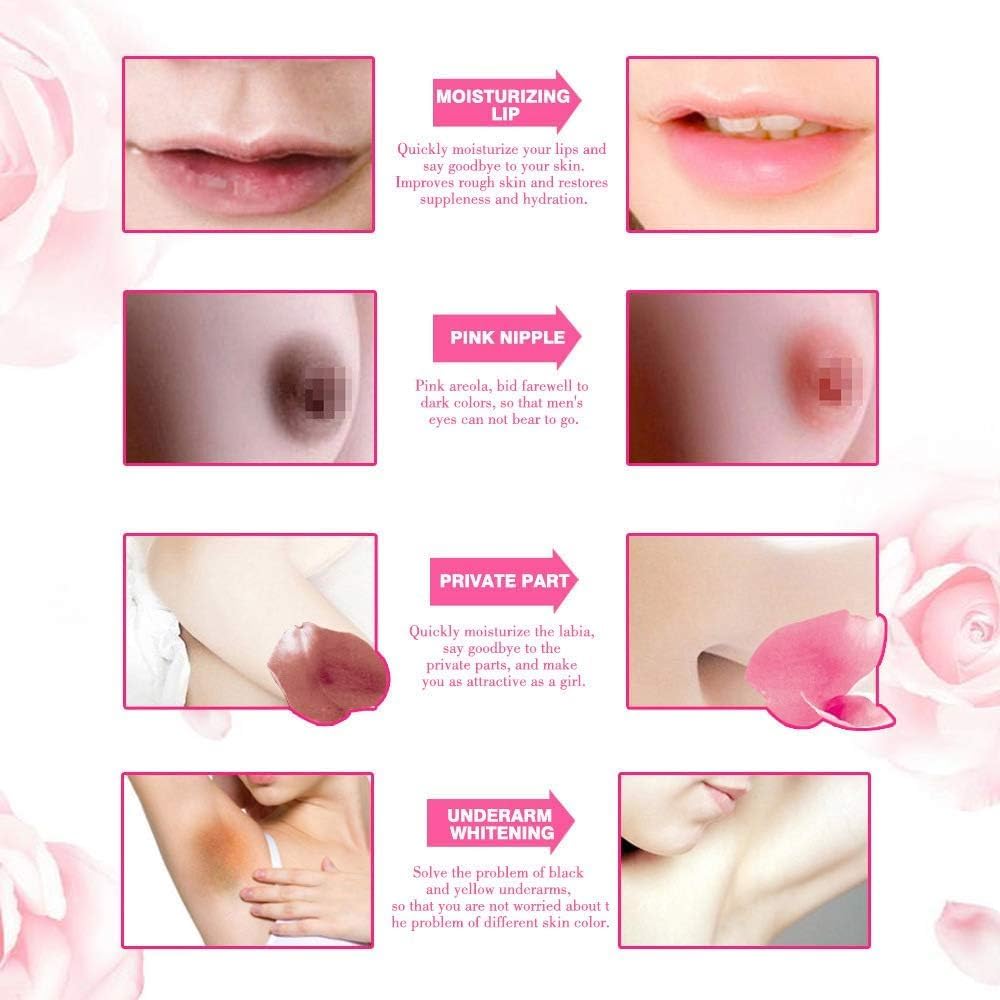BEROZA 2PCS Pink Lips & Nipple Cream, Skin Face Body Cream Armpit Private Part Gel Intimate Cream 30ml