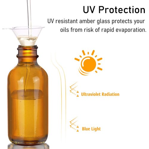 Bumobum Dropper Bottle 2 oz, 2 pack Amber Glass Eye Dropper Bottles with Labels and Funnel, Tincture Bottle with Measured Dropper - Leakproof Essential Oils Bottles