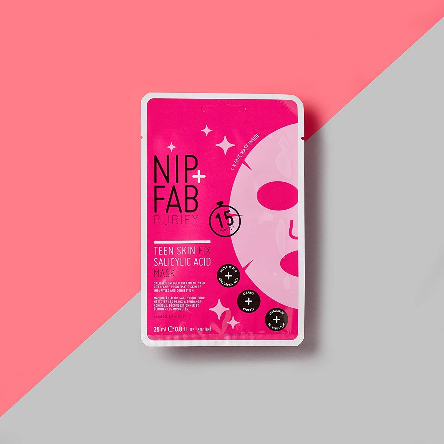 Nip + Fab Salicylic Acid Fix Sheet Mask for Face, Hyaluronic Acid, Lotus Flower BHA Facial Mask, Multi, 0.8 Fl Oz