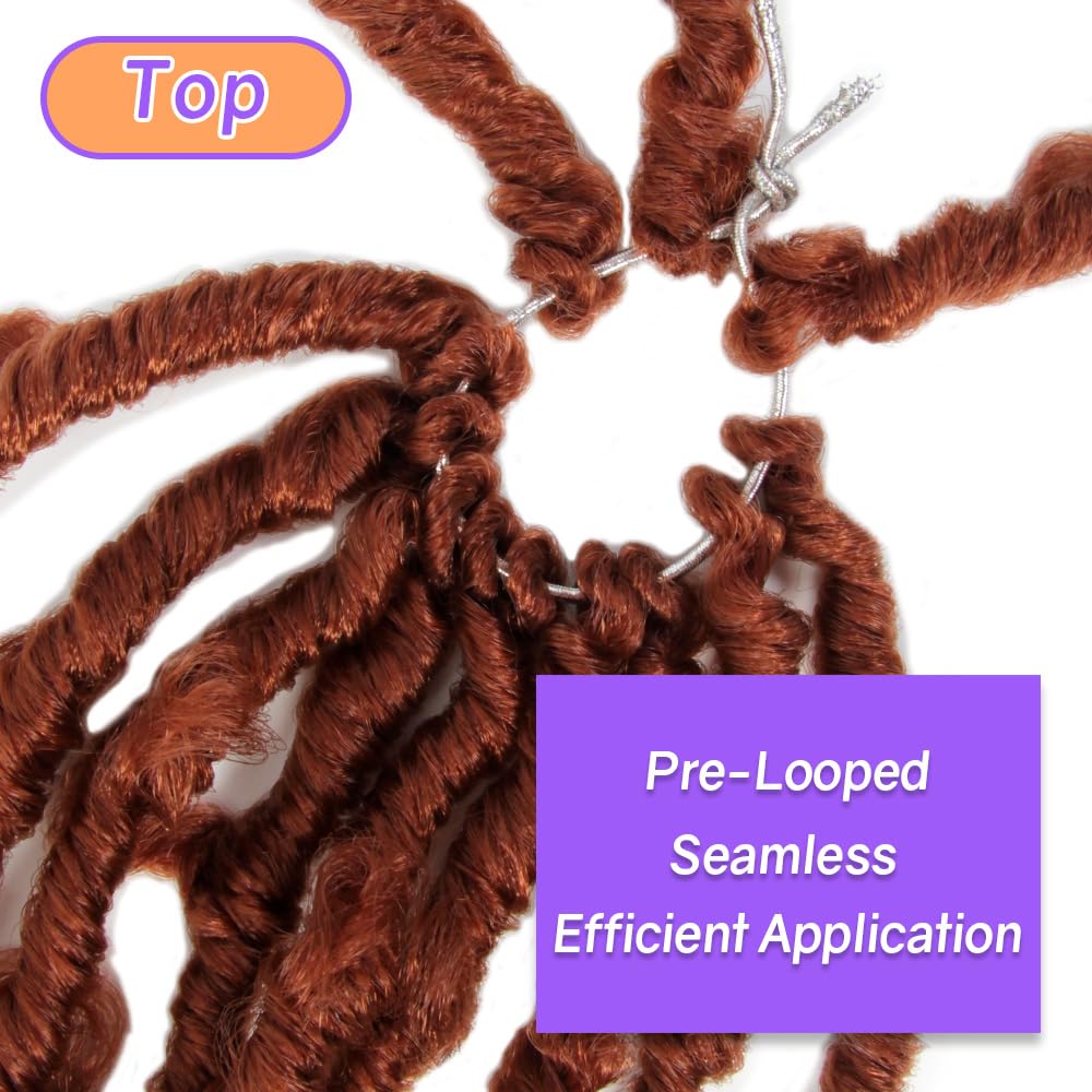 Crochet Butterfly Locs with Curly Ends 14 Inch, Boho Distressed Butterfly Locs Crochet Hair, Ginger Bohemian Goddess Faux Butterfly Braids with Curly Ends (6 Packs, 350#)