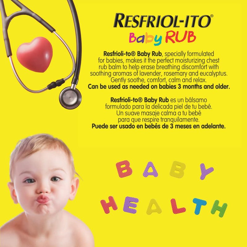 Resfriol-ito Baby Rub - Gentle, Soothing Chest Ointment Balm for Babies 3 months or older 1.76 Oz